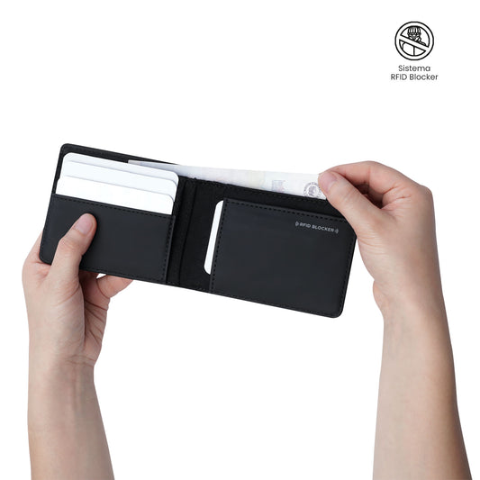 Carteira masculina Vlideri 3.0 com bloqueador RFID, preta.