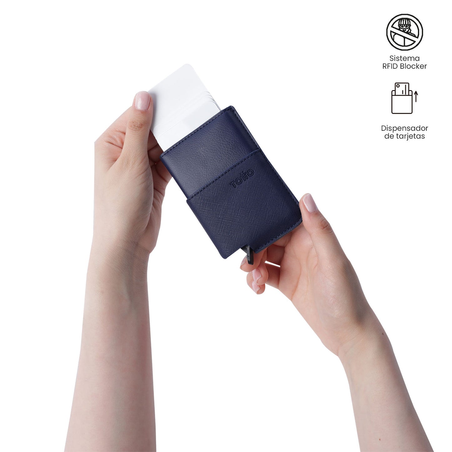 Porta-documentos Saffiano Tar com bloqueador RFID azul