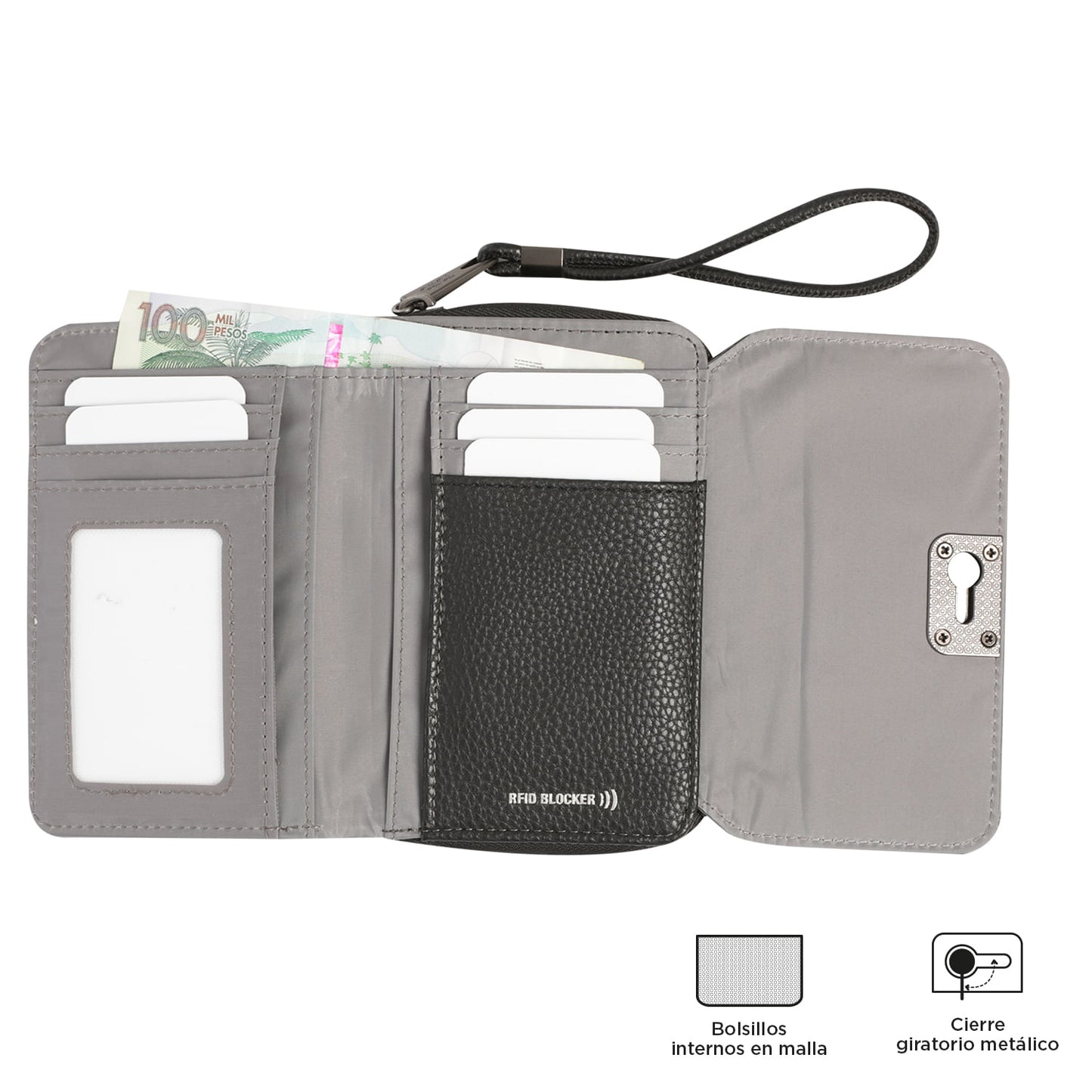 Carteira Smooth Cri com bloqueador RFID preta