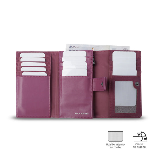 Carteira feminina Style Don com bloqueador RFID, rosa.