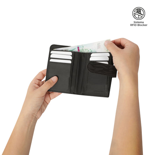 Billetera Texture Twi con RFID Blocker Negra