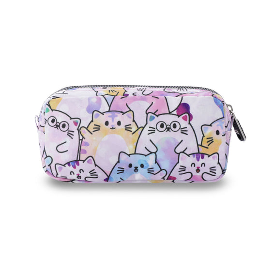 Estojo multiuso pequeno rosa com glitter para mulheres.