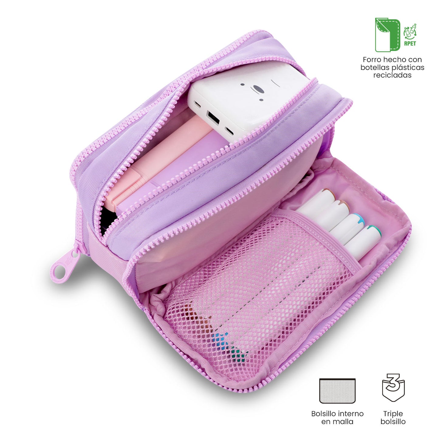 Cartuchera Escolar Mediana para Niña Cluw Morada