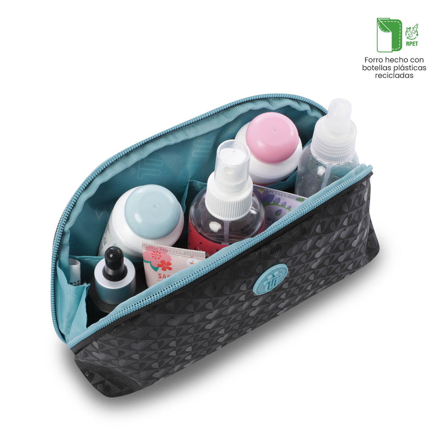 Cartuchera Escolar Mediana para Niña Black Hearts Negra