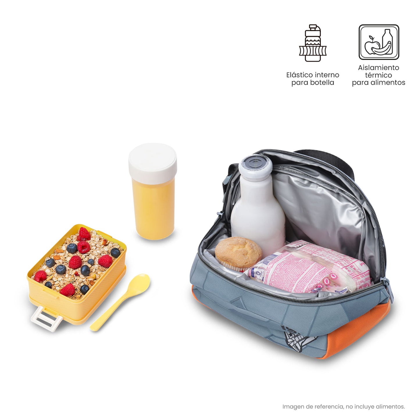 Lonchera Térmica para Niño Gemini Mediano Gris