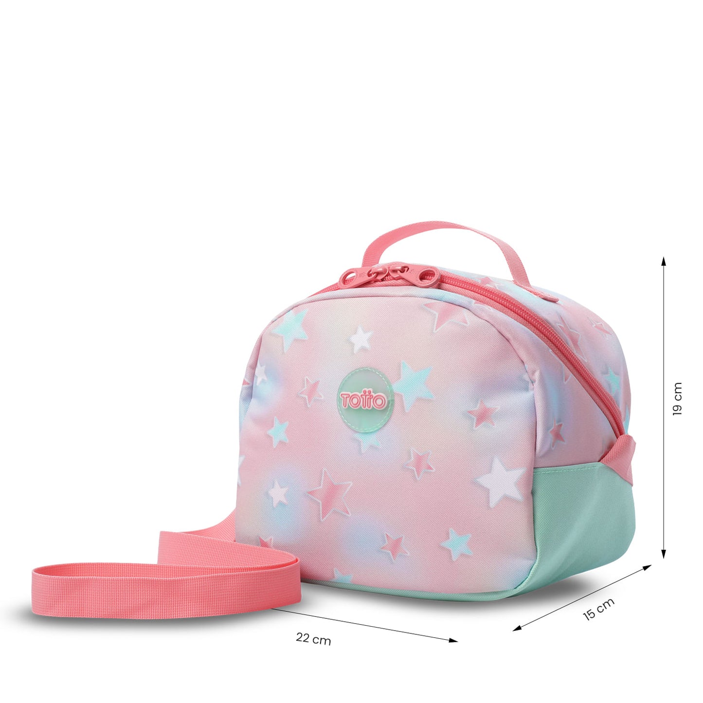 Lancheira térmica média rosa Rainbow Star para meninas