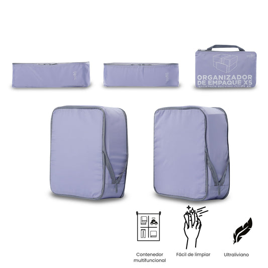 Conjunto de 5 Organizadores de Viagem em Cubo para Mala Roxo