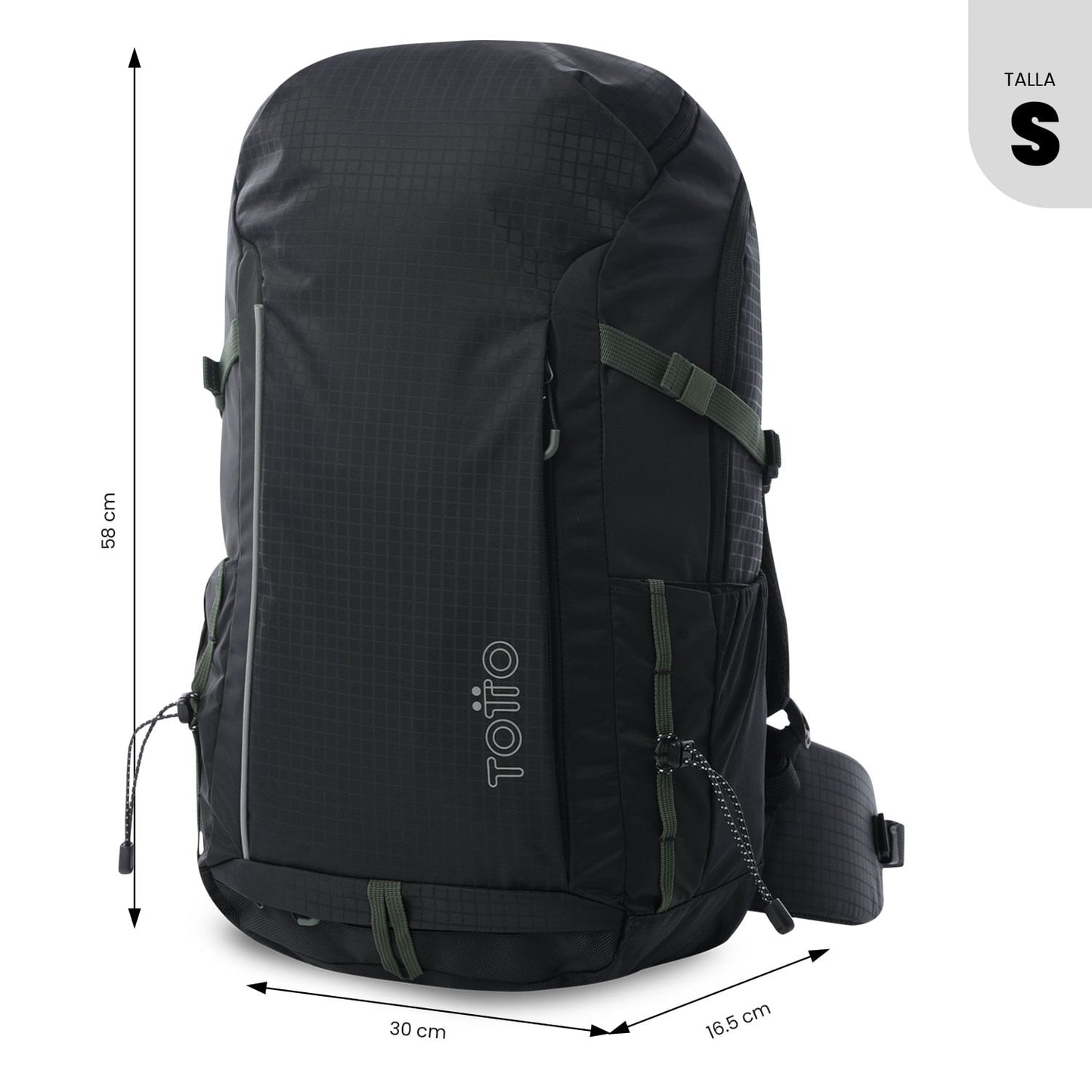 Mochila Summit 35 preta para atividades ao ar livre com sistema de pederneira