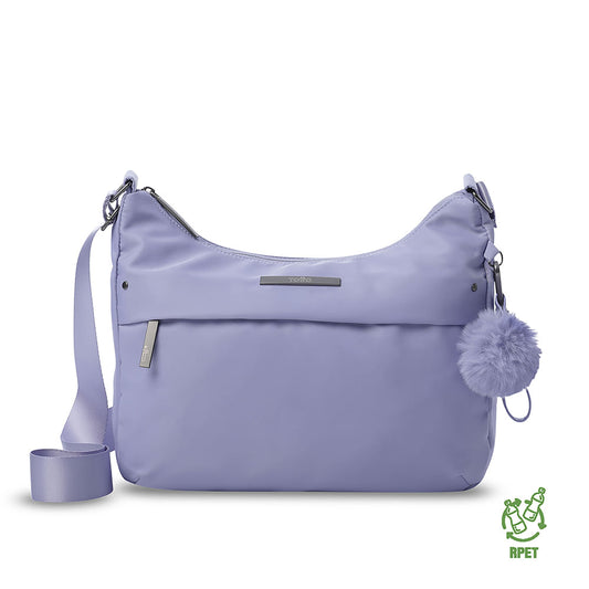 Bolsa feminina Adelaide 1 2.0 com compartimento para tablet de 10 polegadas, roxa.