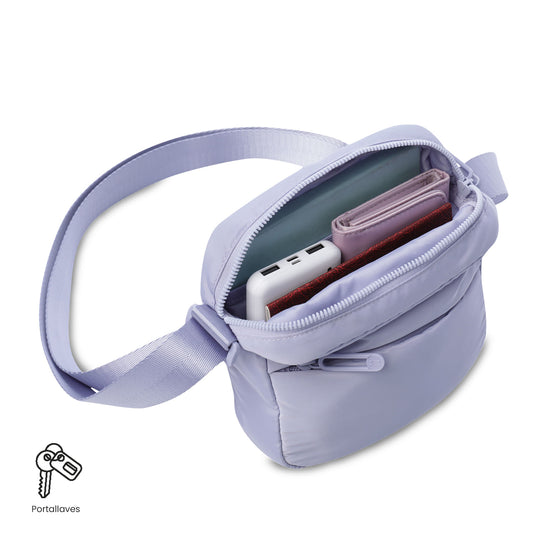 Bolsa transversal pequena feminina Sevilla, roxa