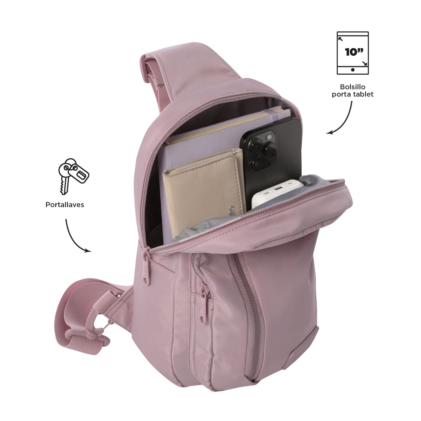 Bolso Mujer Porta Tableta 10" Tracer Rosado