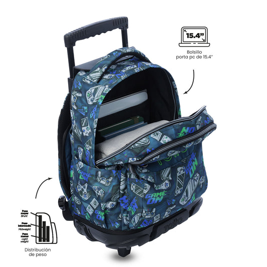 Maleta para Niño con ruedas Porta PC 15.4" Renglón Azul