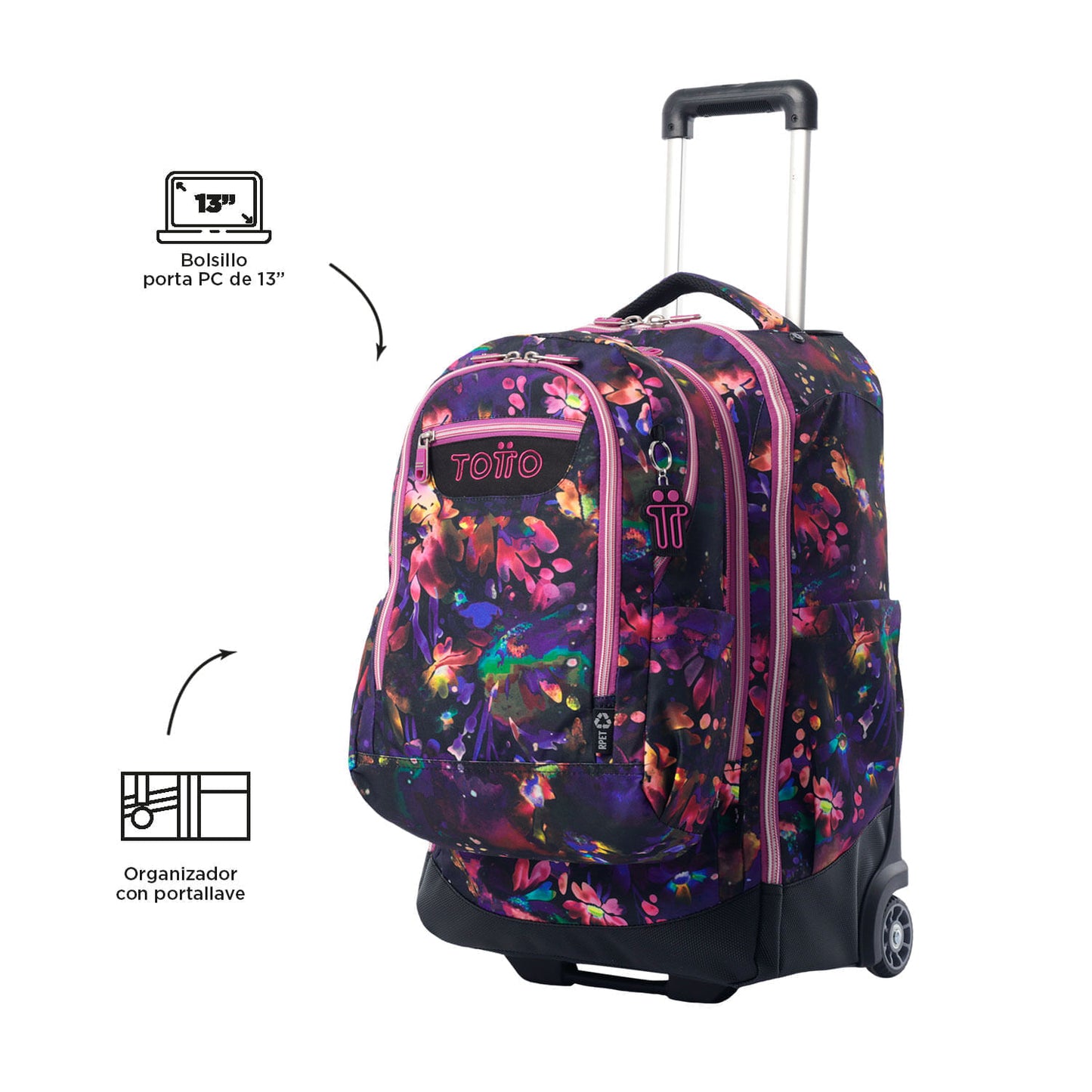 Morral con Ruedas para Niña Porta PC 13" Bocin Morado