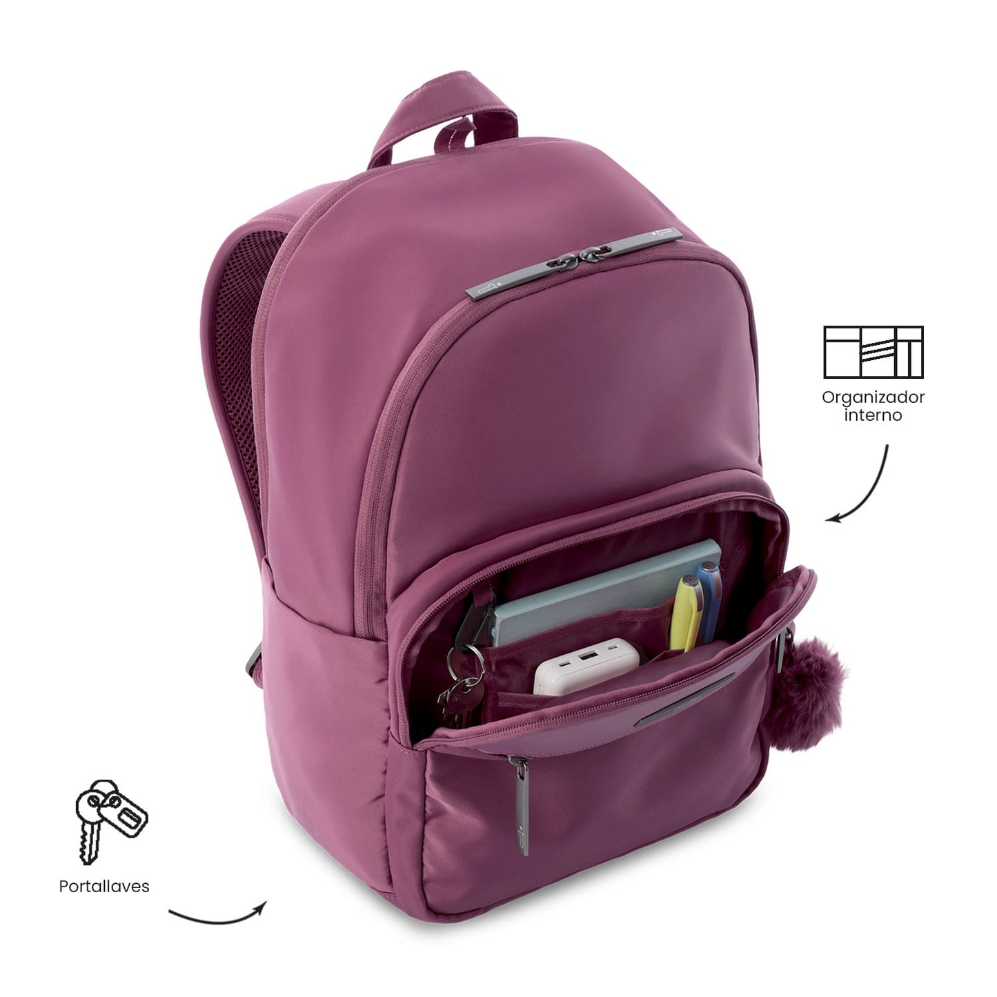 Mochila executiva feminina Adelaide 3 2.0 rosa para laptop de 14 polegadas