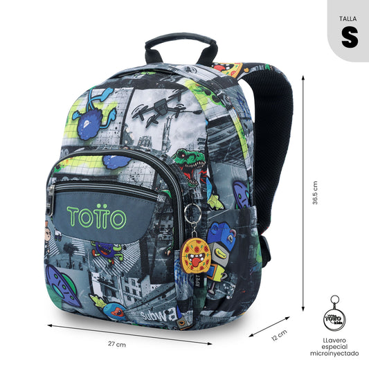 Mochila infantil pequena preta de têmpera