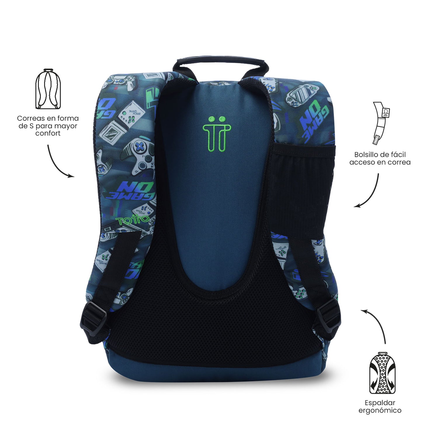 Morral Juvenil Porta PC 13" Gommas Azul