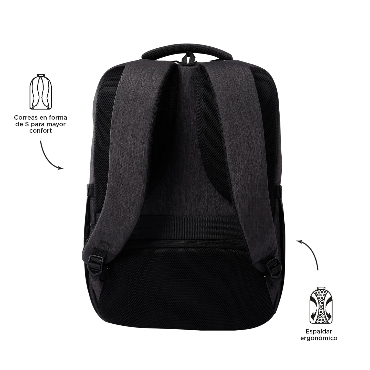 Mochila executiva Dallas preta para laptop de 16 polegadas.