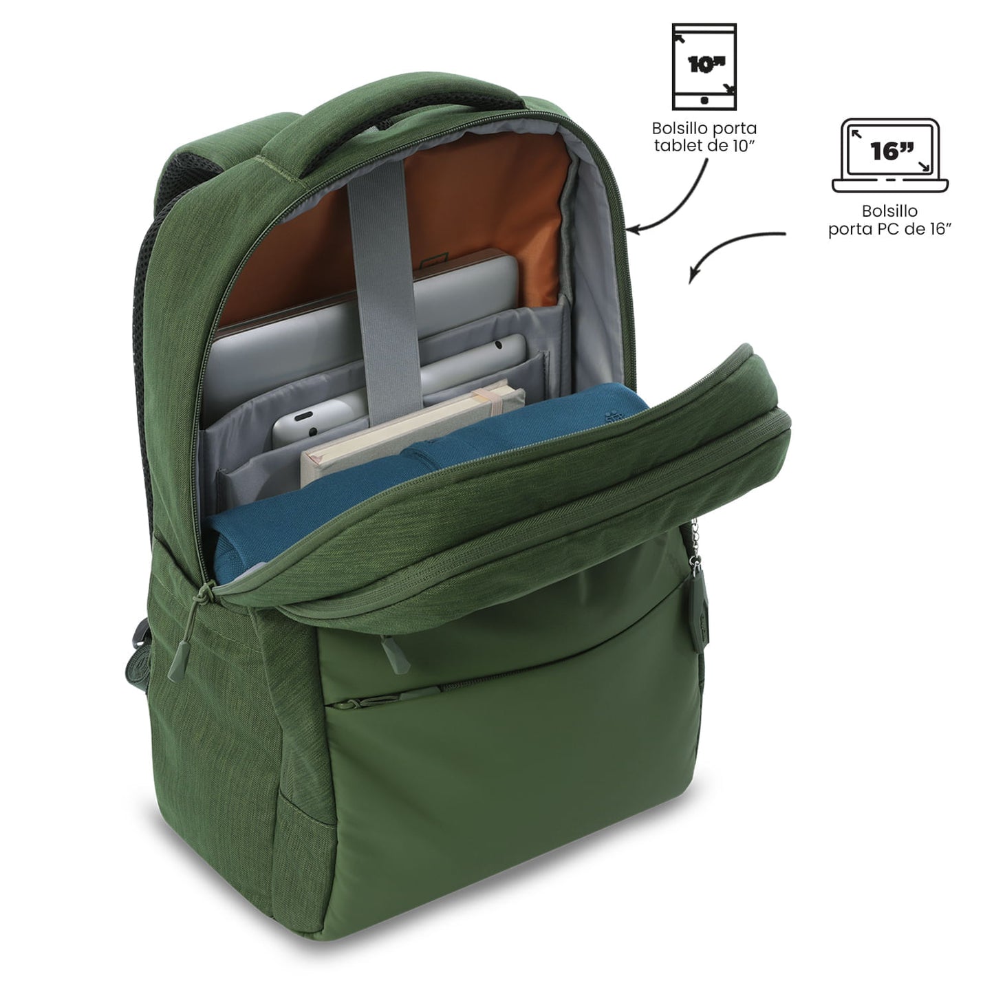 Mochila executiva masculina Dallas Green para laptop de 16".