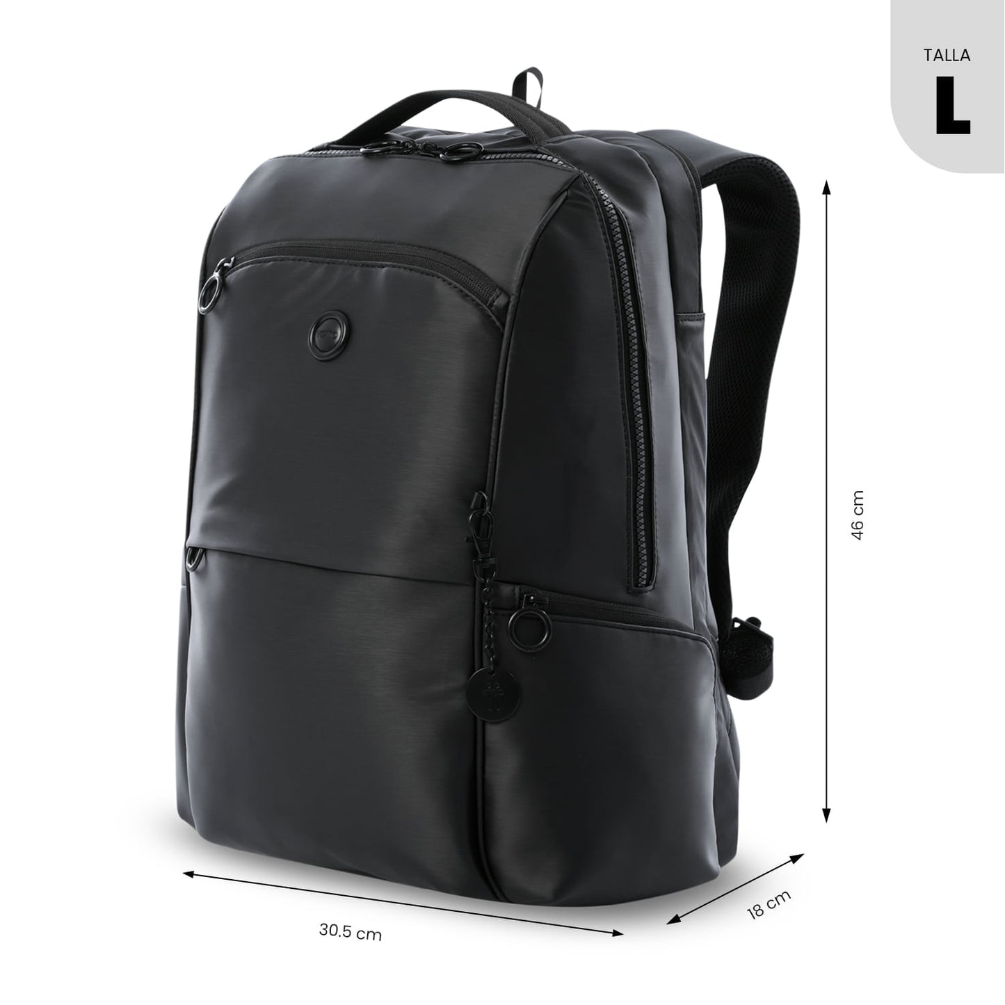 Mochila executiva feminina preta Laila para laptop de 16".