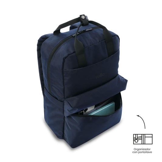 Mochila universitária feminina Joy Blue com compartimento para laptop de 14".