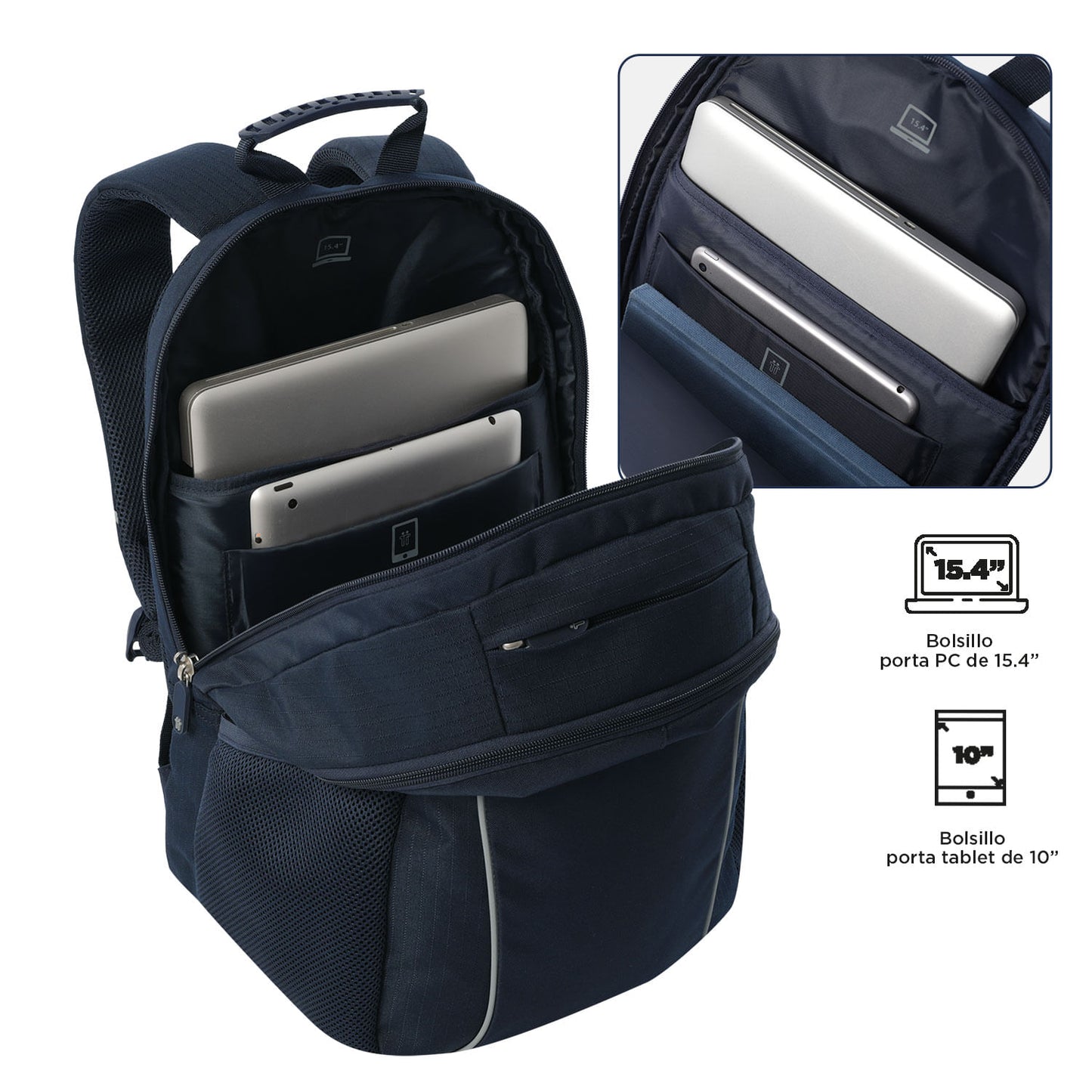 Mochila universitária unissex Cambri 2.0 azul com compartimento para laptop de 15,4".