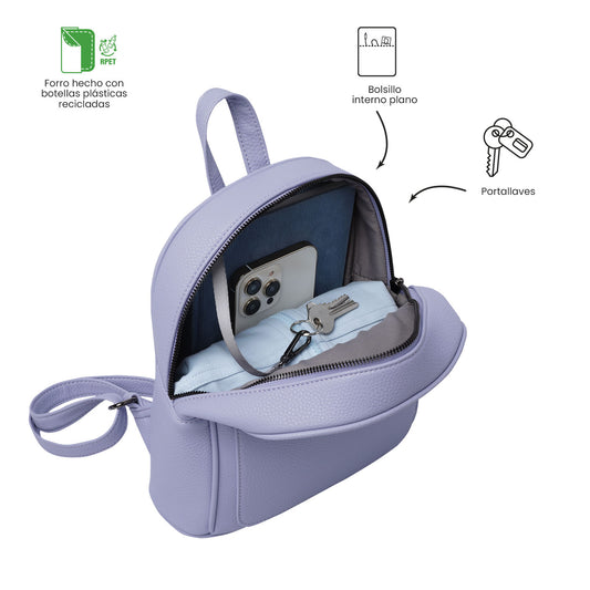 Mochila pequena feminina roxa lisa