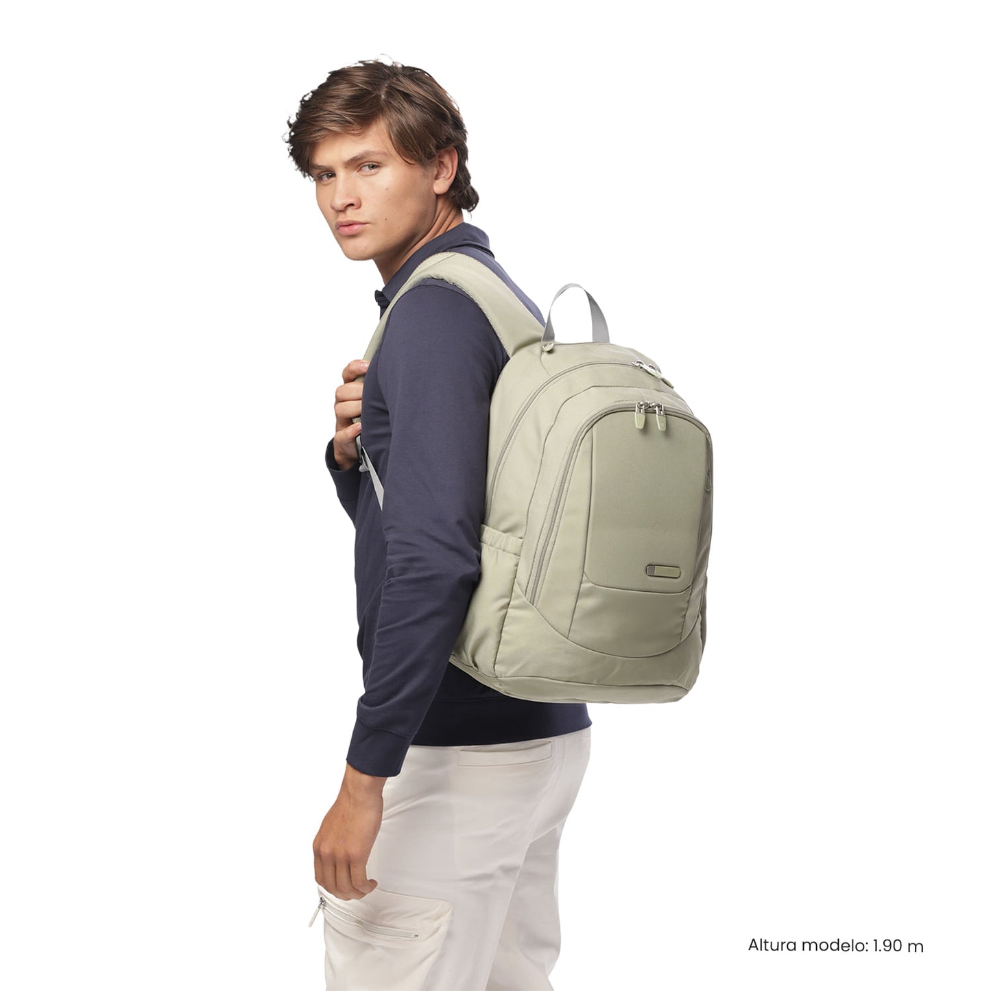 Mochila universitária unissex Goctal 2.0 bege com compartimento para laptop de 14".