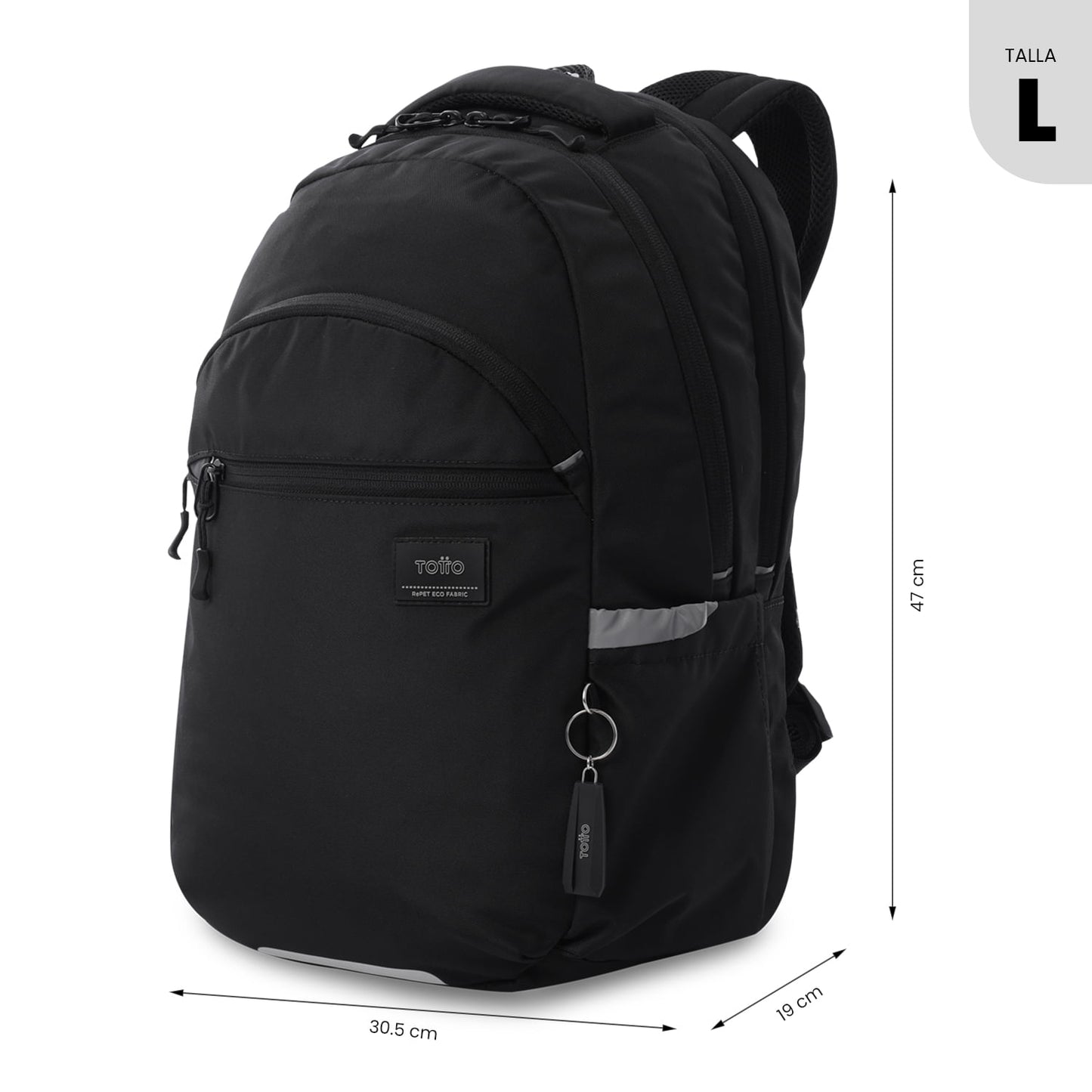 Mochila universitária unissex preta da Indo University com compartimento para laptop de 15,4".