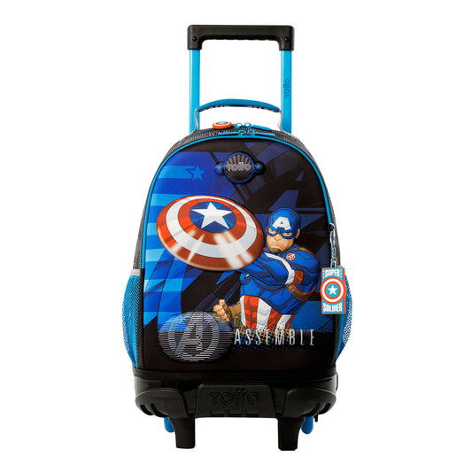 Morral con ruedas Niño Avengers Capitán América Mediano Gris