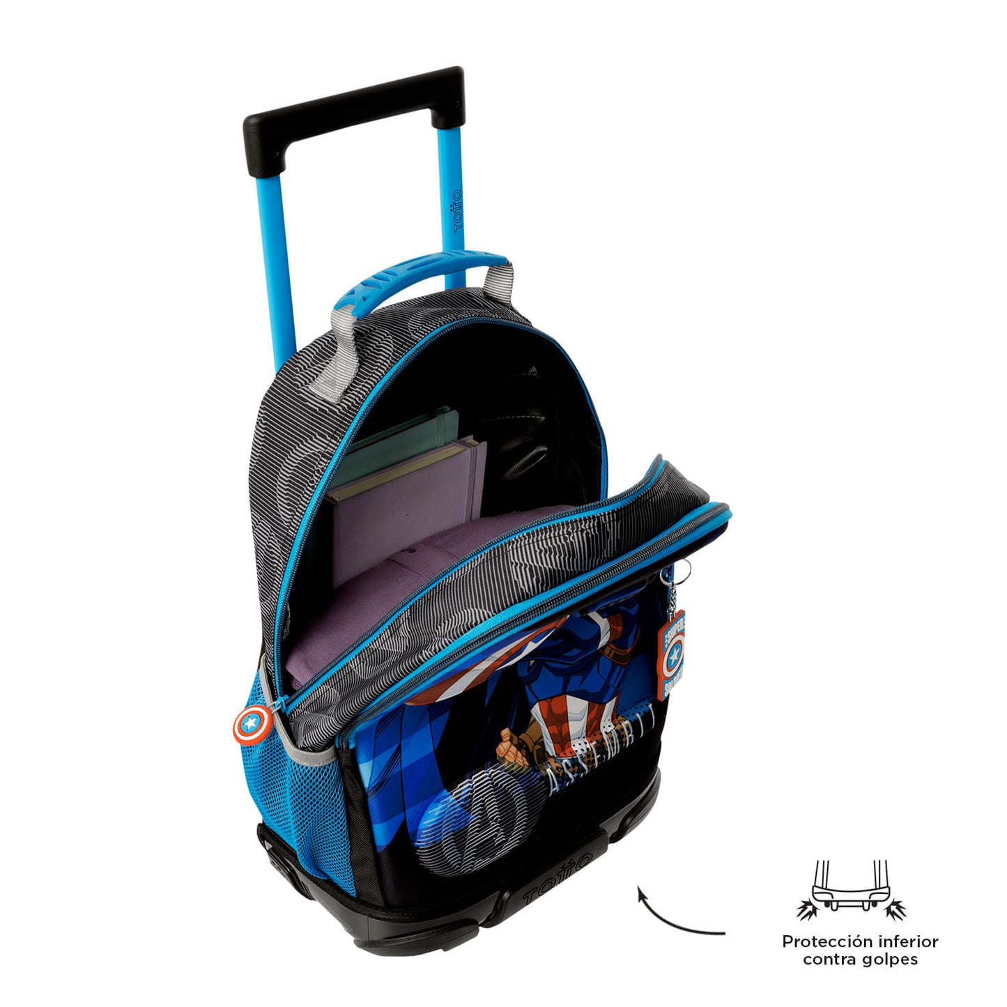 Morral con ruedas Niño Avengers Capitán América Mediano Gris