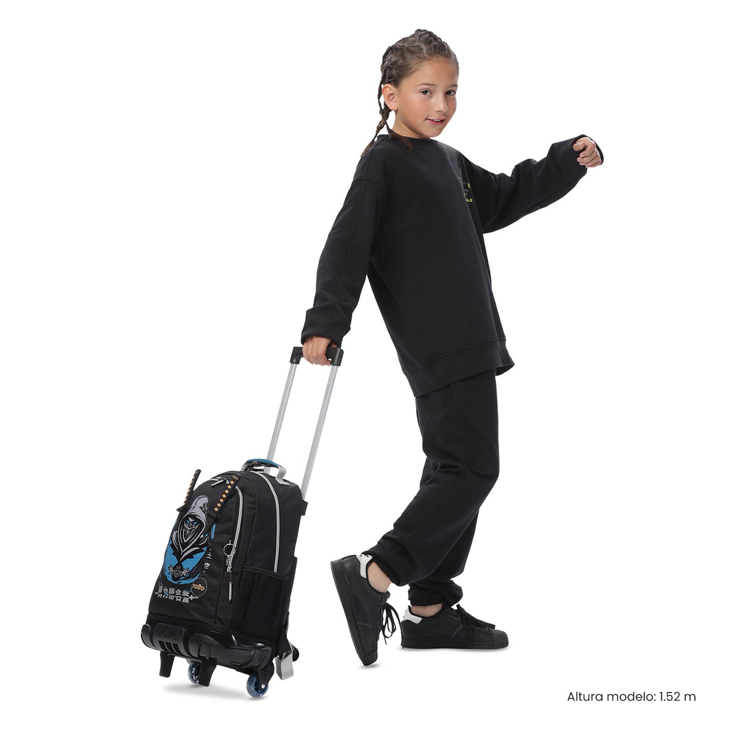 Maleta para Niño con ruedas Hanzo Mediano Negro