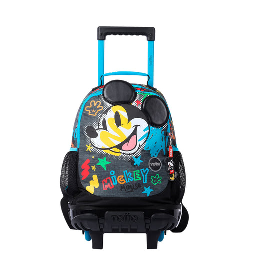 Morral con Ruedas para Niño Mickey Mediano Gris