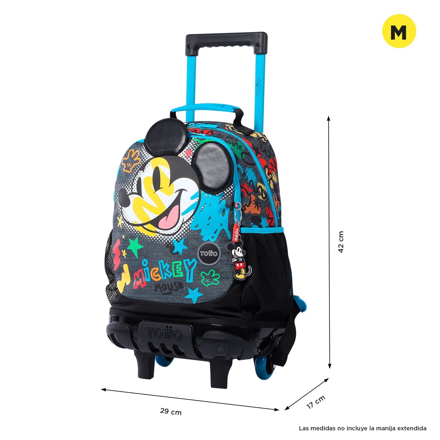 Morral con Ruedas para Niño Mickey Mediano Gris