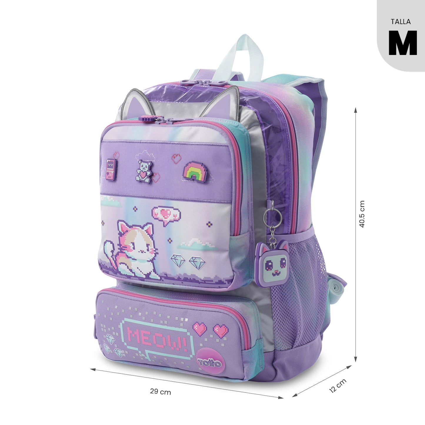 Mochila média roxa Andy Cat para meninas