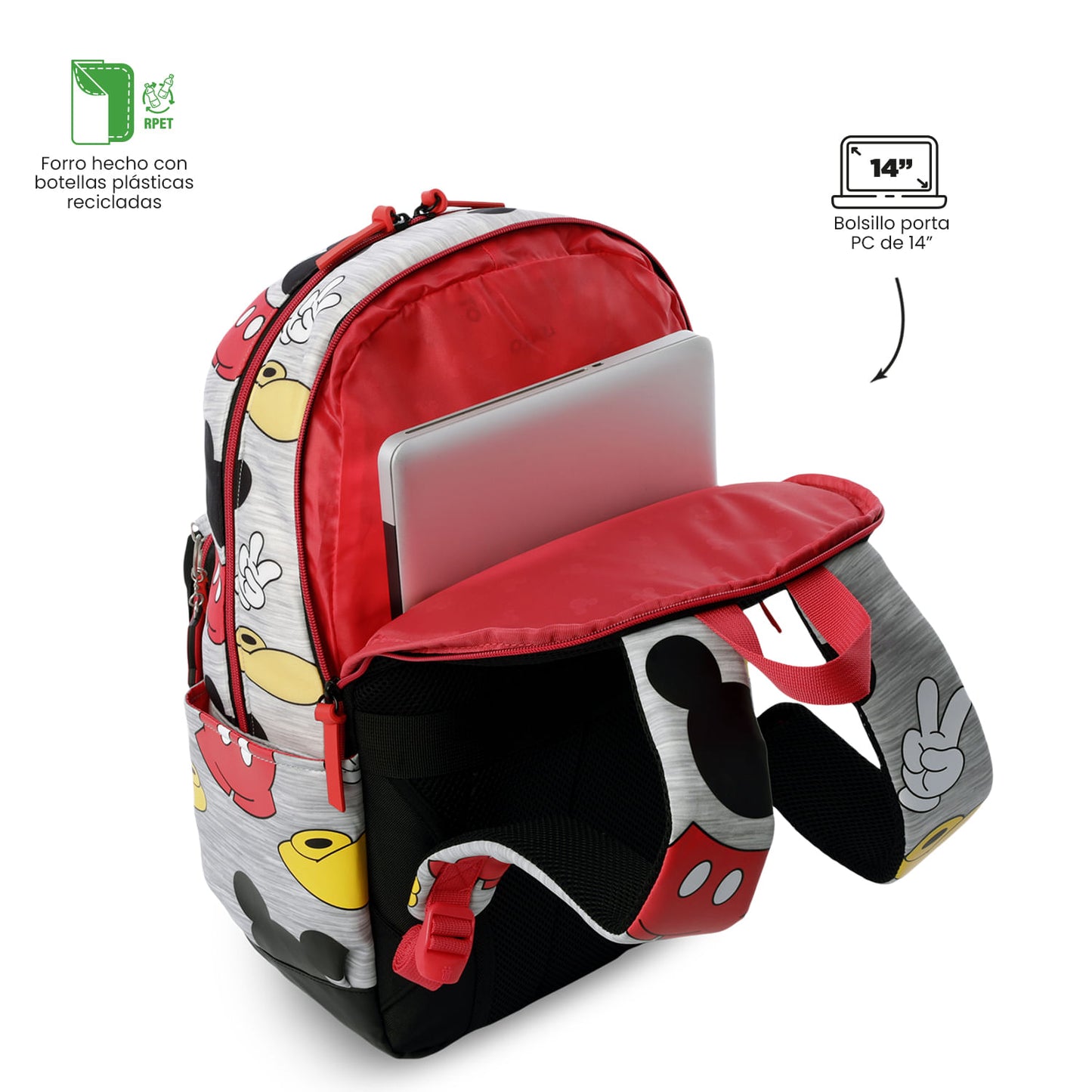 Morral para Niño Mickey Classic Mediano Gris