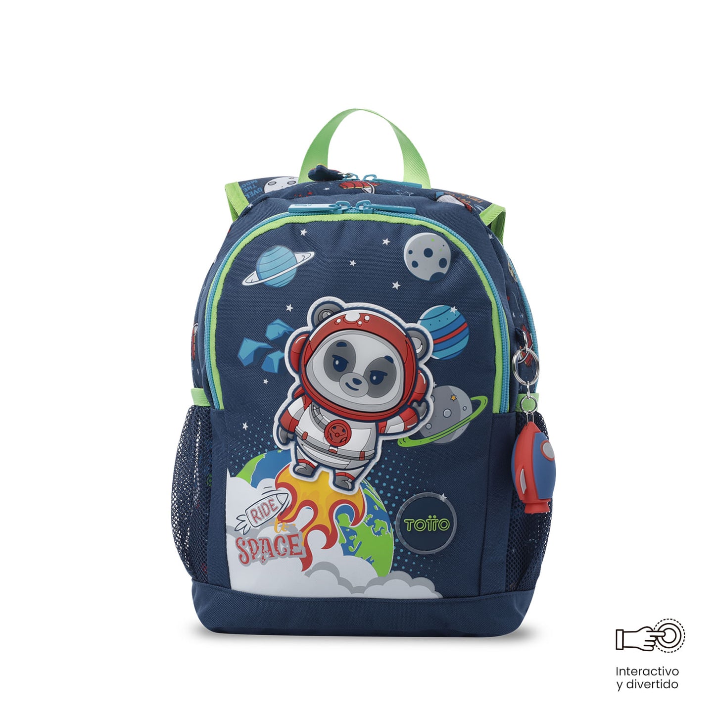 Morral + Libro Para Colorear Panda Space para Niño Pequeño Azul