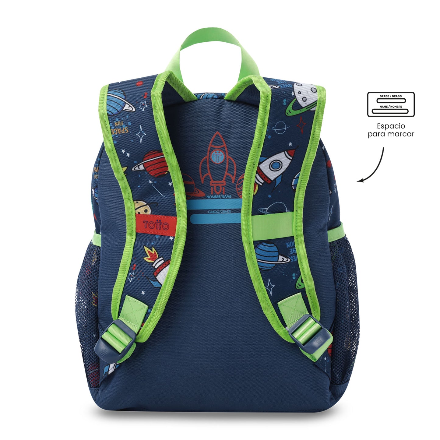 Morral + Libro Para Colorear Panda Space para Niño Mediano Azul