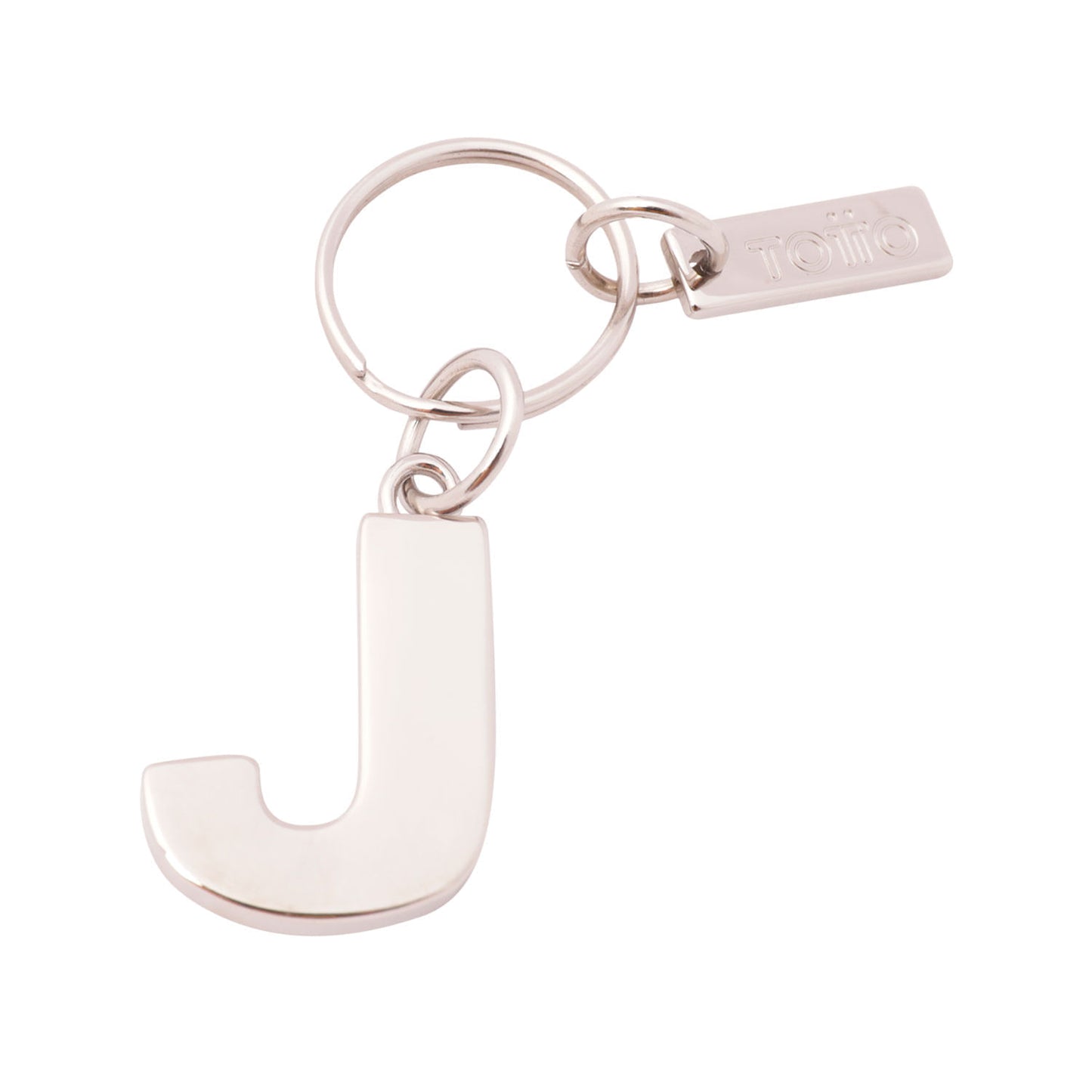 Chaveiro de metal com letras do alfabeto, cinza