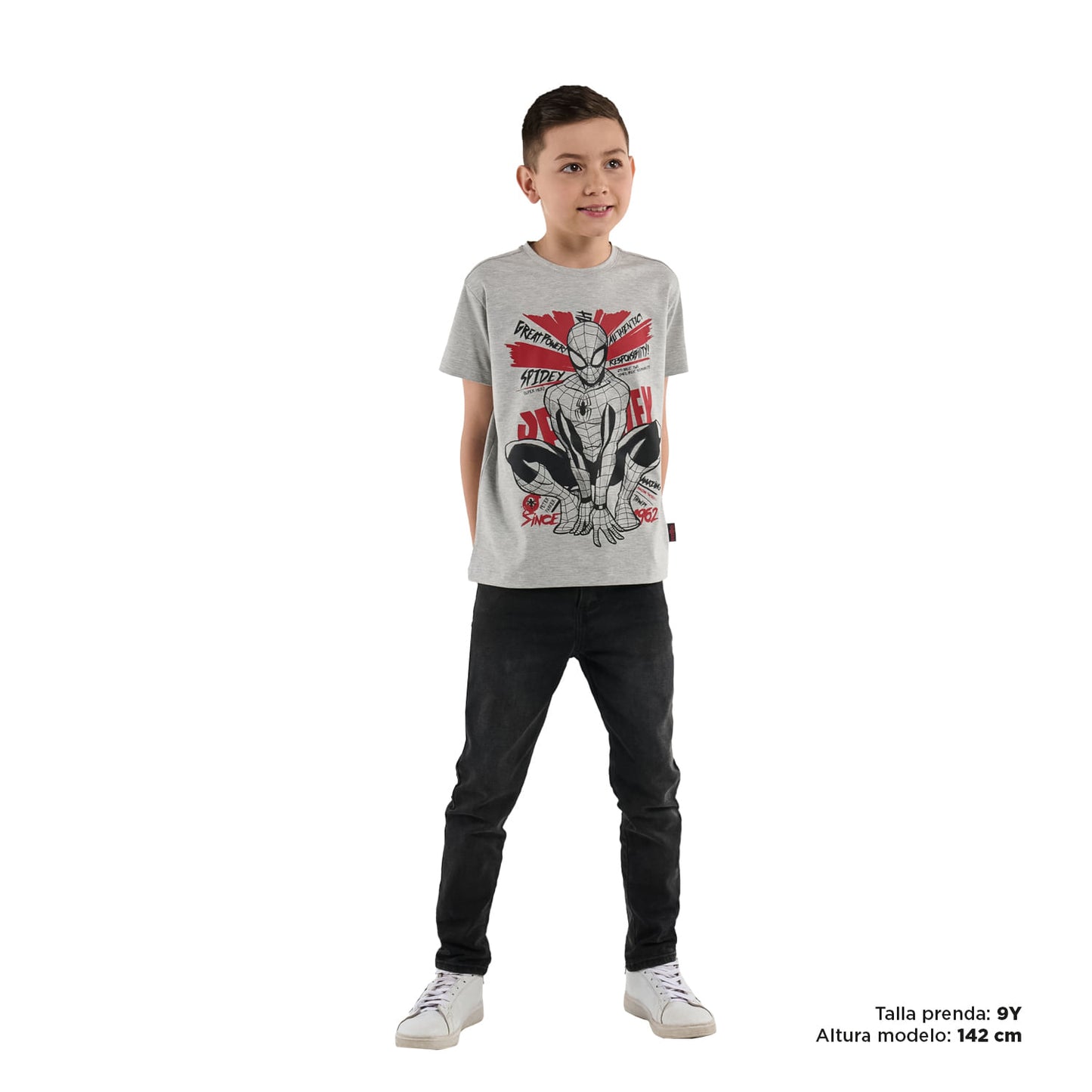 Camiseta do Homem-Aranha para meninos, cinza