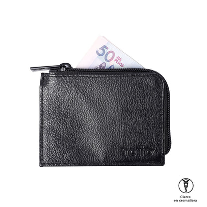 Billetera De Cuero Slice Negra pequeña