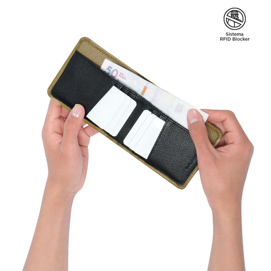 Carteira pequena de couro Tooine amarela