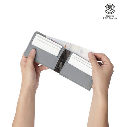 Billetera Dual Grande con RFID Blocker Gris