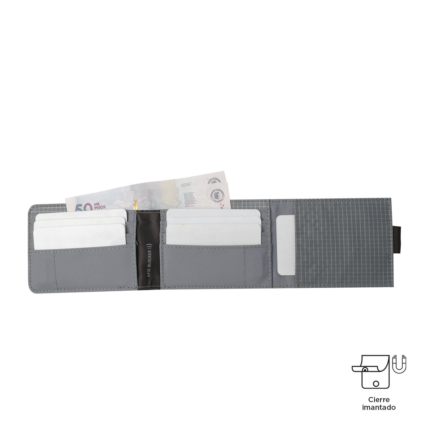 Billetera Dual Grande con RFID Blocker Gris
