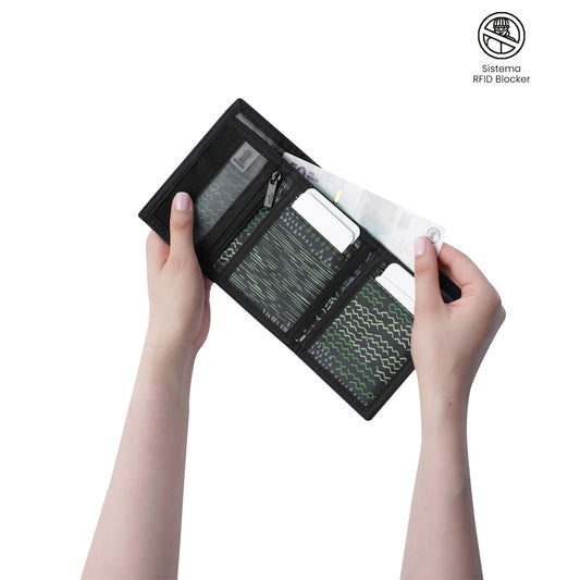 Carteira masculina Tojal com bloqueador RFID, preta.