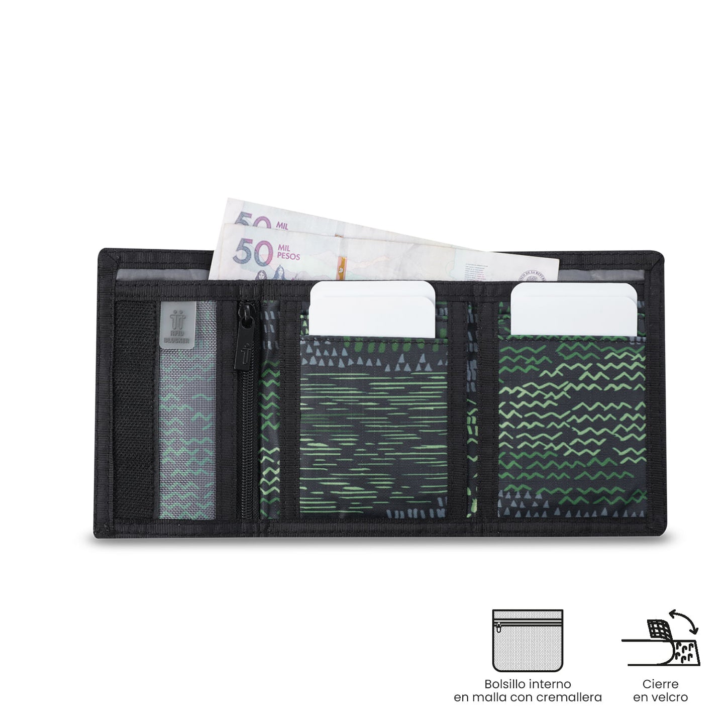 Carteira masculina Tojal com bloqueador RFID, preta.