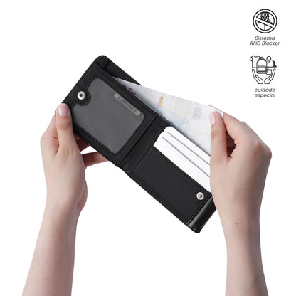 Carteira masculina Ermatto com bloqueador RFID, preta.