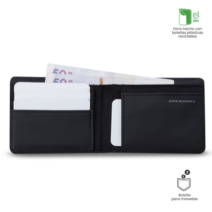 Carteira masculina Vlideri 3.0 com bloqueador RFID, preta.