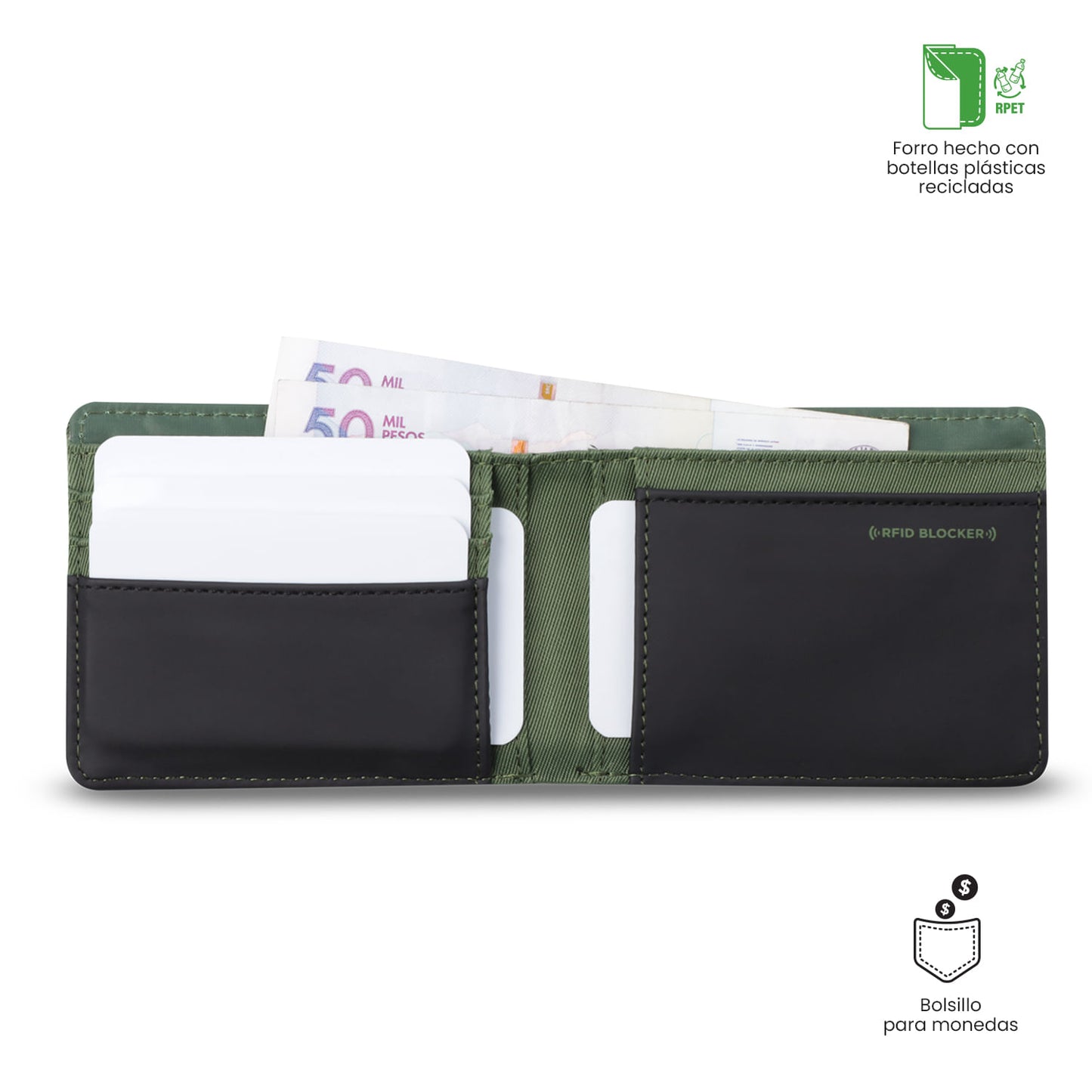 Carteira masculina Vlideri 3.0 com bloqueador RFID verde