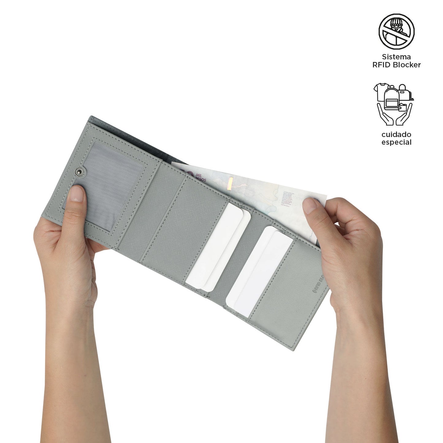 Billetera para Hombre Saffiano Aqi Negra con RFID Blocker