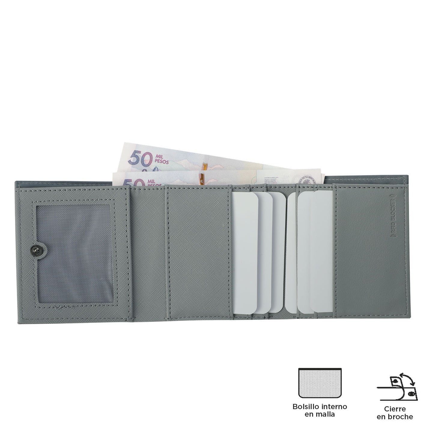 Billetera para Hombre Saffiano Aqi Negra con RFID Blocker